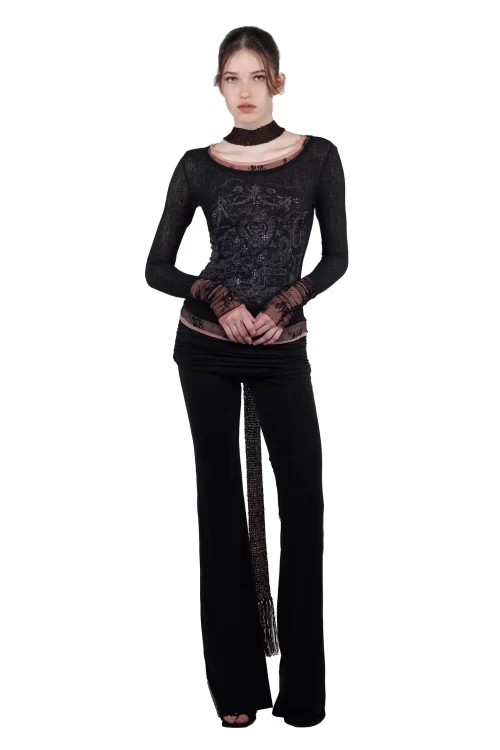 Sculptor<br>Triple Lace Layered Tee Black