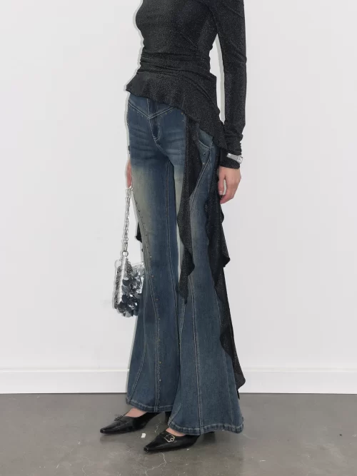 PROD<BR>Studded Flare Jeans